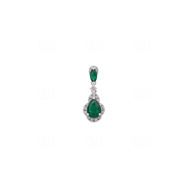 Anhänger 750/18 K Weissgold mit Smaragden & Diamanten 0.12 ct - AN-73759-SMA-WG