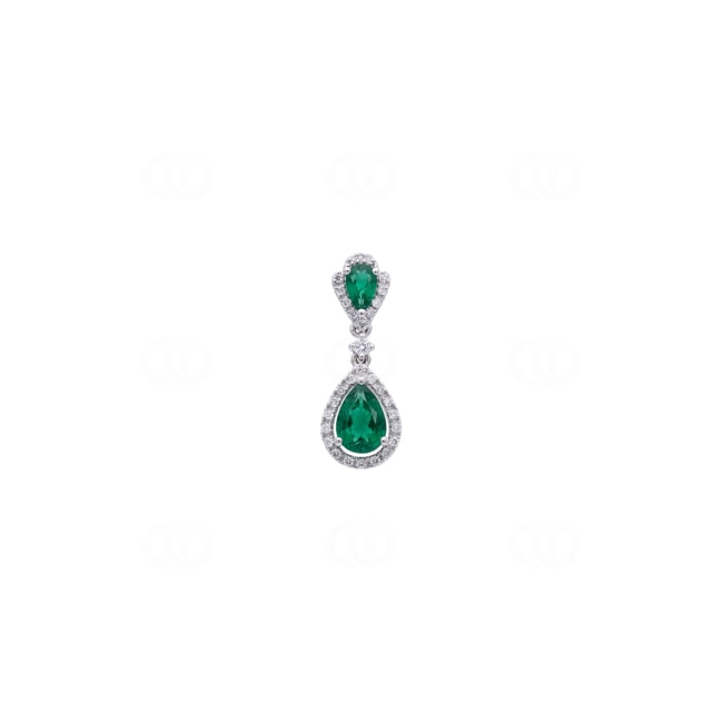 Anhänger 750/18 K Weissgold mit Smaragden & Diamanten 0.16 ct - AN-73761-SMA-WG