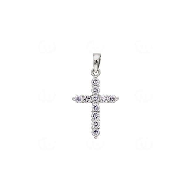 Pendentif or gris 750/18 ct 19 x 14mm avec zircones, Croix Pendentif or gris 750/18 ct 19 x 14mm avec zircones, Croix - PP1962/1