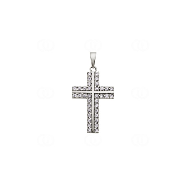 Anhänger 750/18 K Weissgold Kreuz mit Zirkonia - PP0137-02