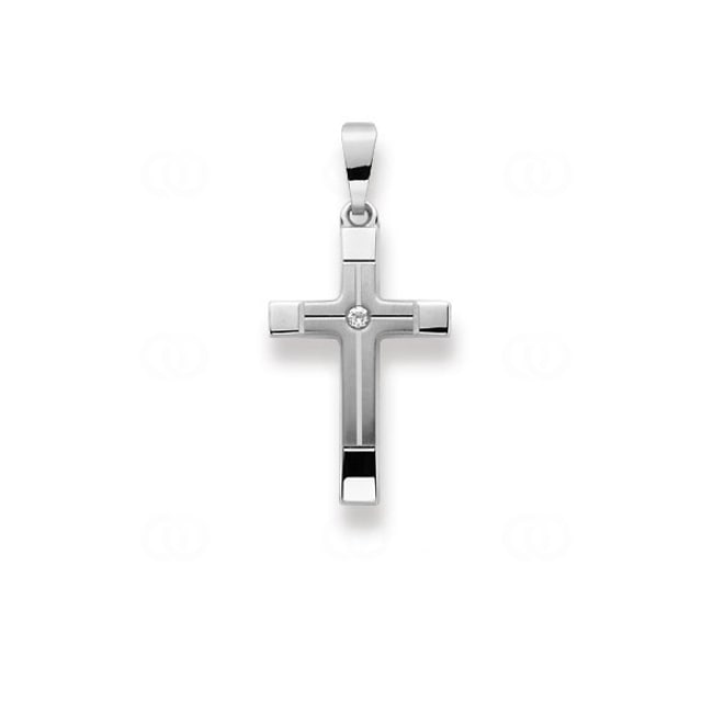 Anhänger 750/18 K Weissgold mit Zirkonia, Kreuz - 1258.03332/0001
