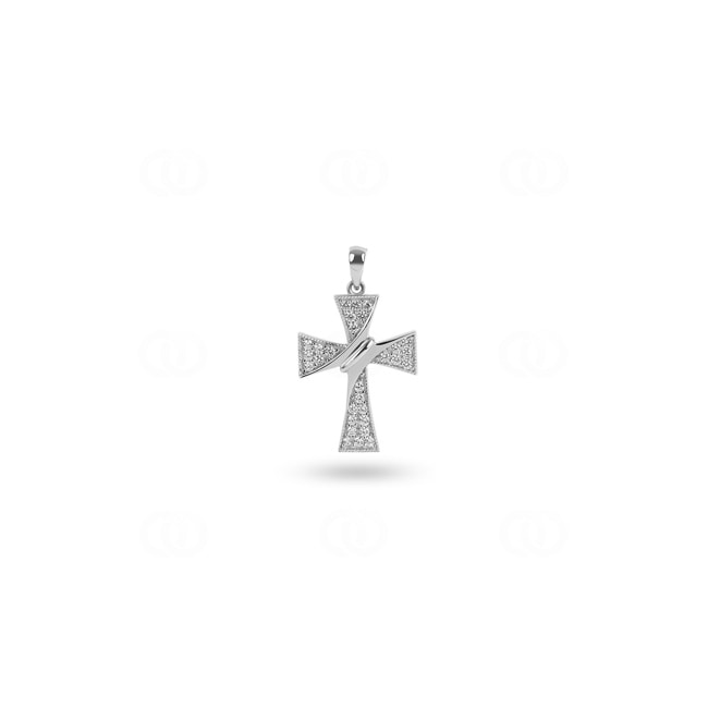 Anhänger 750/18 K Weissgold Kreuz mit Zirkonia - PP0855-02