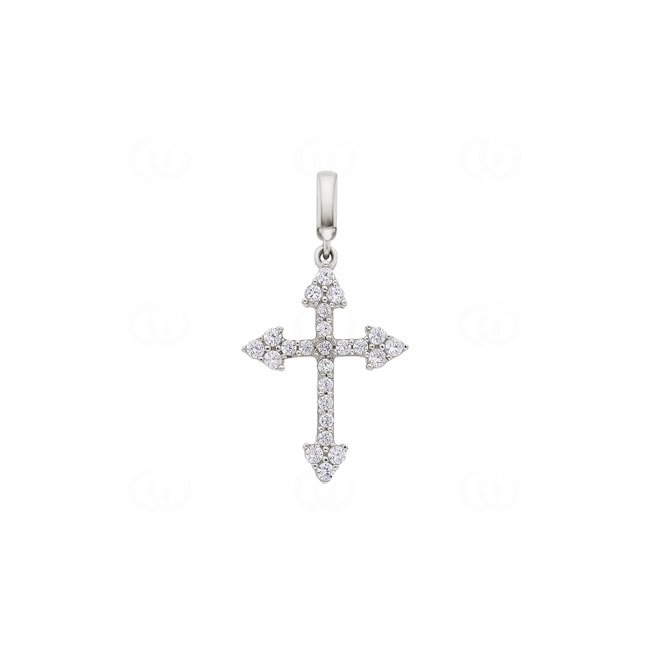 Anhänger 750/18 K Weissgold Kreuz mit Zirkonia - PP1013-02