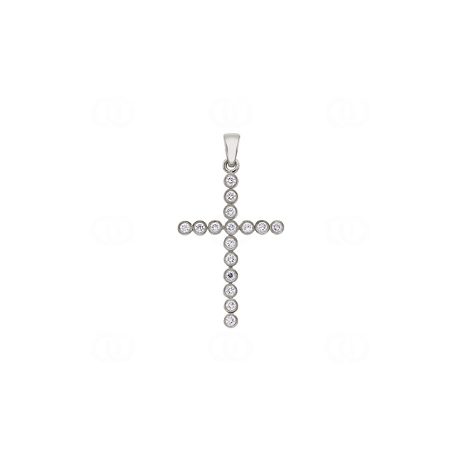 Anhänger 750/18 K Weissgold Kreuz mit Zirkonia - PP1951-1