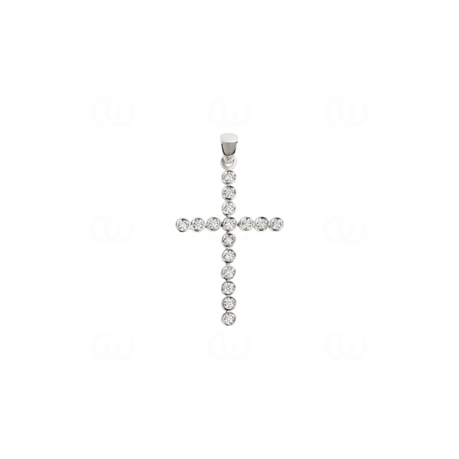 Anhänger 750/18 K Weissgold Kreuz mit Zirkonia - PP01951-1-WG