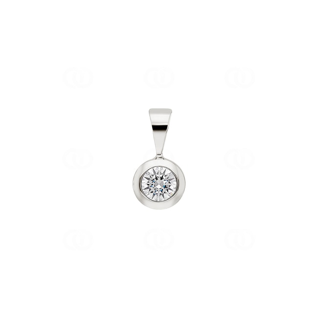 Pendentif or gris 750/18 ct avec zircones Ø 6mm - TUP14-064-1-1