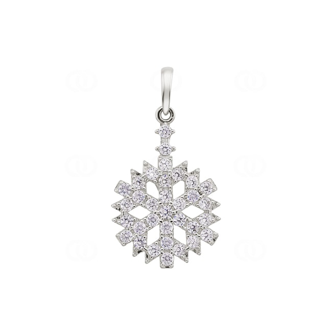 Anhänger 750/18 K Weissgold Schneeflocke mit Zirkonia Ø 15mm - ORP219-018/1WG