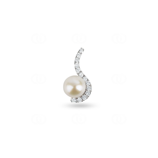 Pendant 750/18 K White Gold with Cubic Zirconia & Freshwater Pearls - PP3829/1-WG
