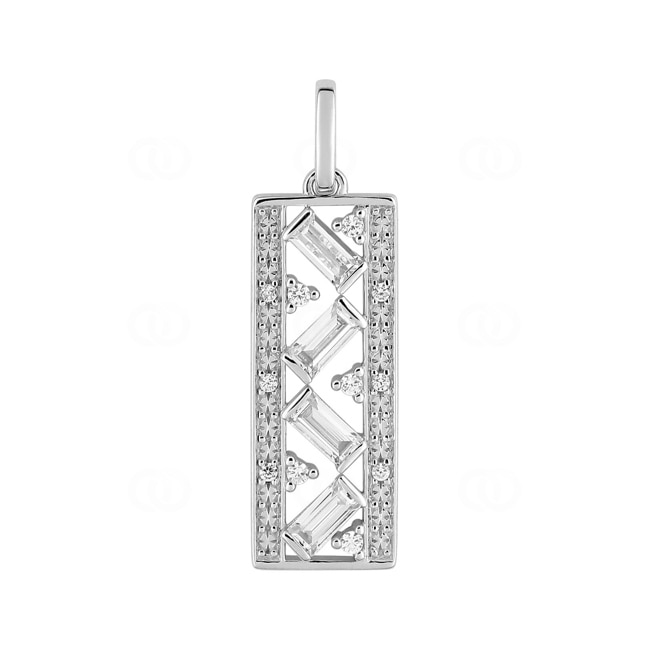 Pendentif or gris 750/18 ct Zigzag avec zircones - 3.7122.Z1