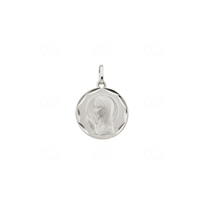 Pendentif or gris 750/18 ct Ø 16mm, Vierge - 20713G