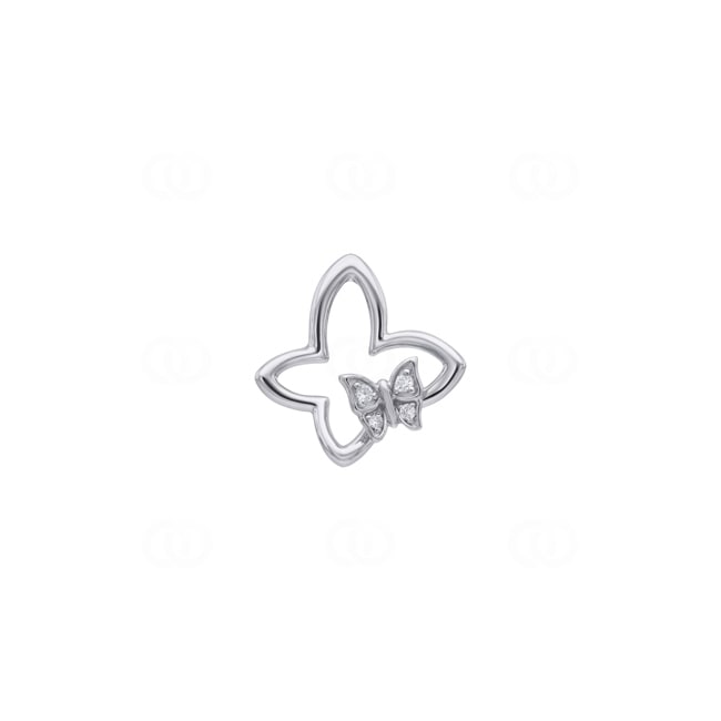 Anhänger 750/18 K Weissgold Schmetterling mit Diamanten 0.02 ct - AN-73697-WG