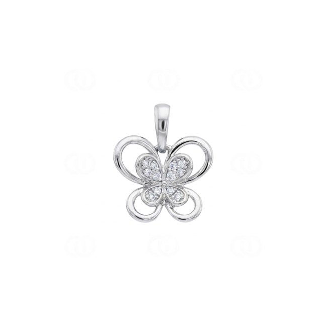 Anhänger 750/18 K Weissgold Schmetterling mit Diamanten 0.05 ct - AN-73699-WG