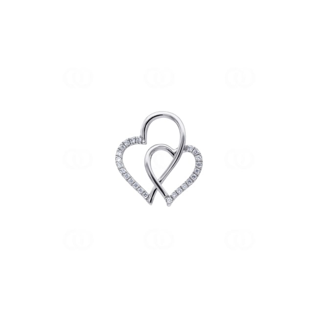 Anhänger 750/18 K Weissgold verschlungene Herzen mit Diamanten 0.09 ct - AN-73701-WG