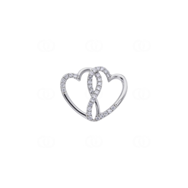 Anhänger 750/18 K Weissgold verschlungene Herzen mit Diamanten 0.13 ct - AN-73702-WG