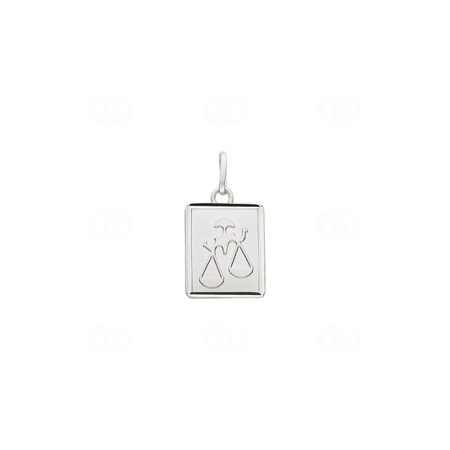 Pendentif Médaille Ronde En Argent 925 Rhodié Avec Signe Du Zodiaque - Diamètre 18 Mm, Contour Tressé, Sachet Velours Offert