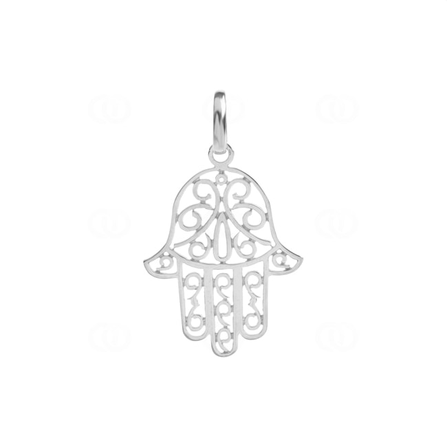Pendant 925 Silver rhodium-plated 20mm, Hand of Fatima - 306266