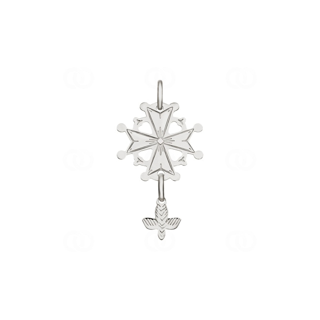 Pendant 925 Silver rhodium-plated, Huguenot Cross Pendant 925 Silver rhodium-plated, Huguenot Cross - 306016