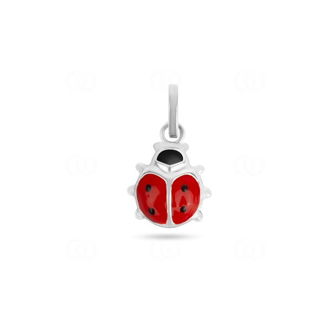 Pendentif Argent 925 rhodié avec laque, Coccinnelle - 336154