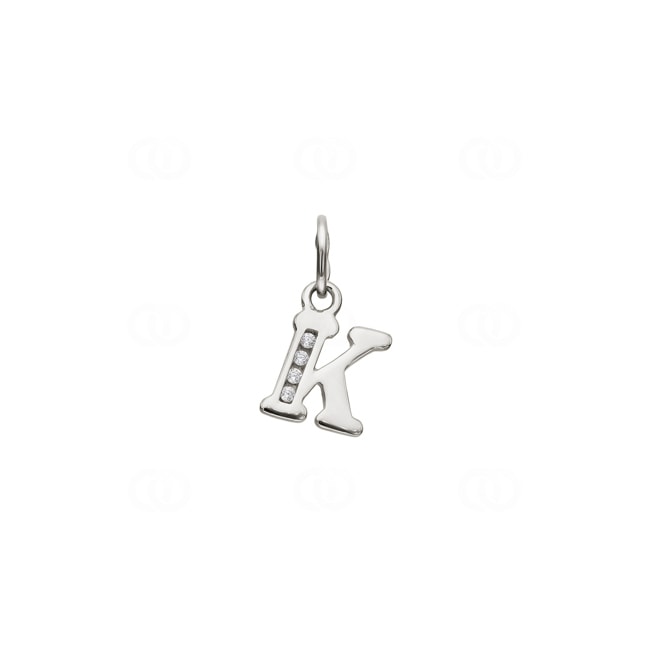 Pendentif argent 925 rhodié Lettre K avec zircones - 336286.1K