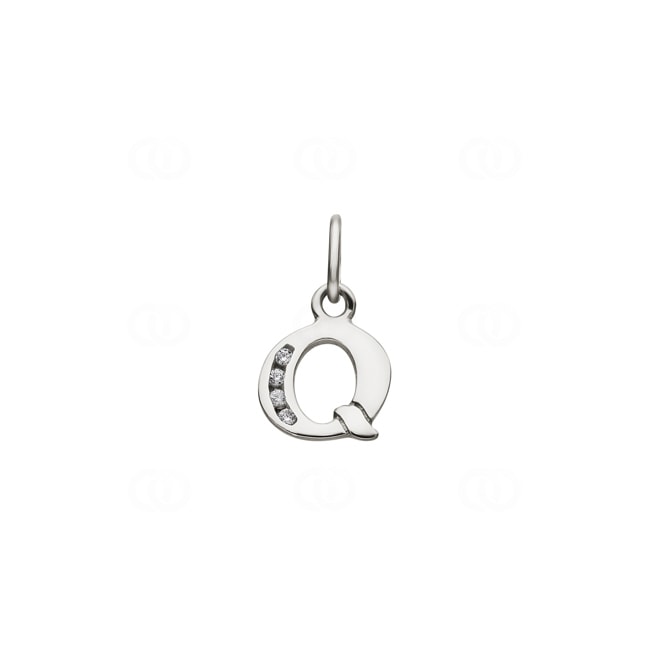 Pendentif argent 925 rhodié Lettre Q avec zircones - 336286.1Q