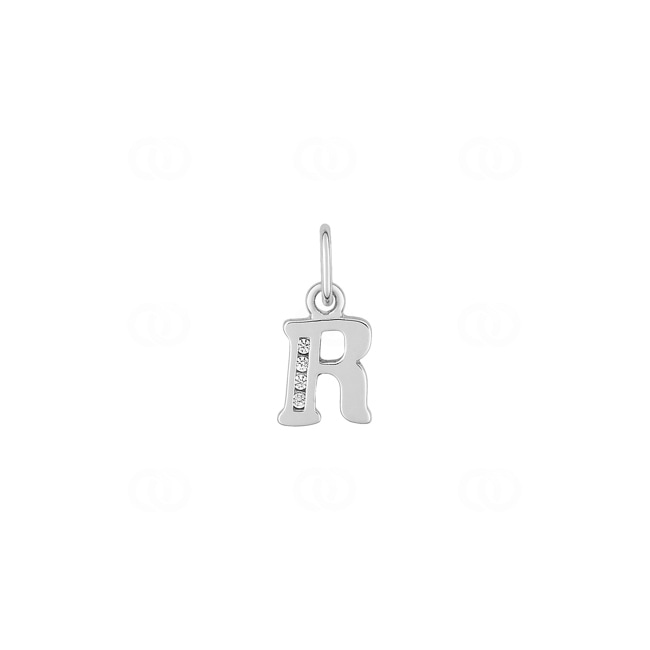 Pendant 925 Silver rhodium-plated with Cubic Zirconia, Letter R - 336286.1R