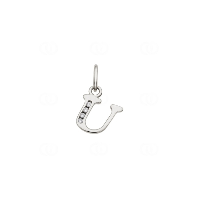 Pendant 925 Silver rhodium-plated with Cubic Zirconia, Letter U - 336286.1U