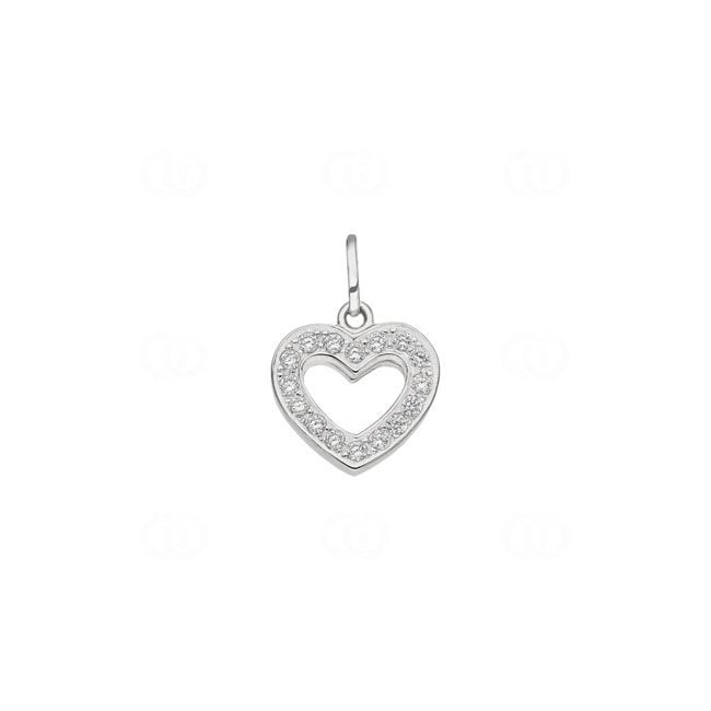 Pendentif Argent 925 rhodié avec zircones, Cœur Pendentif Argent 925 rhodié avec zircones, Cœur - 336136.1