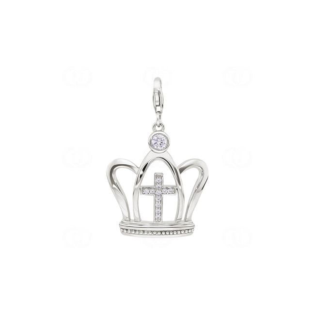 Anhänger 925 Silber rhodiniert Krone mit Zirkonia - 6251.07333
