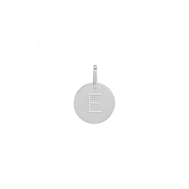 Pendentif Argent 925 rhodié Ø 12mm, Lettre E Pendentif Argent 925 rhodié Ø 12mm, Lettre E - 336289.E