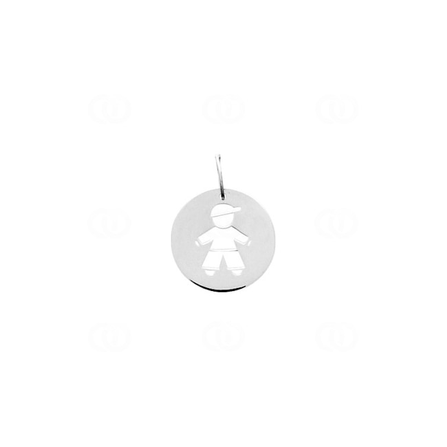 Pendentif argent 925 rhodié Petit garçon Ø 15mm - 336233