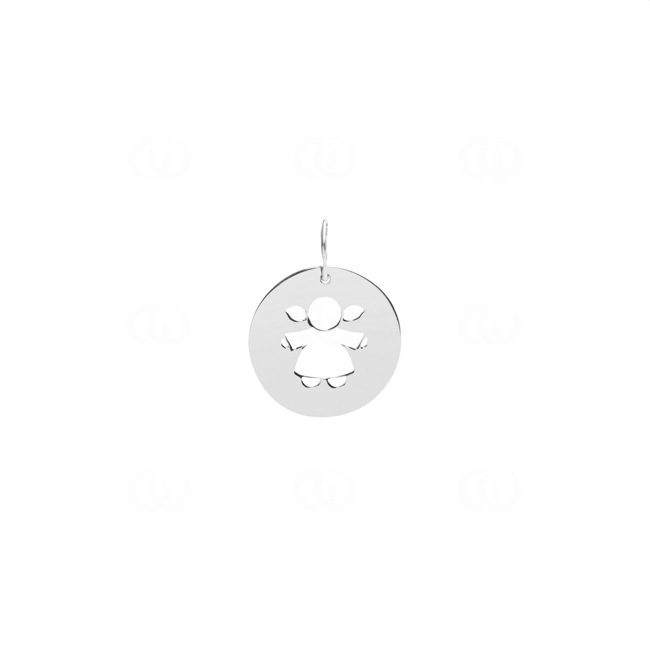 Pendant 925 Silver rhodium-plated Girl Ø 15mm - 336232