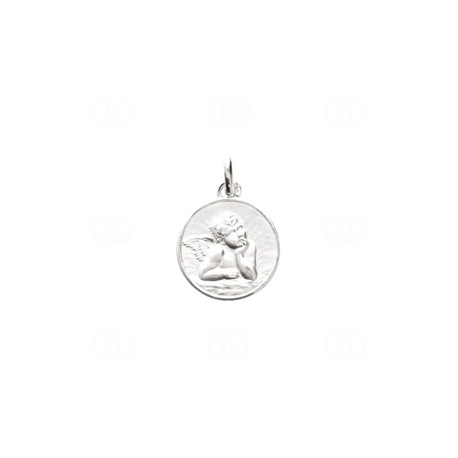 Pendentif argent 925 rhodié Ange gardien Ø 15mm - 306061