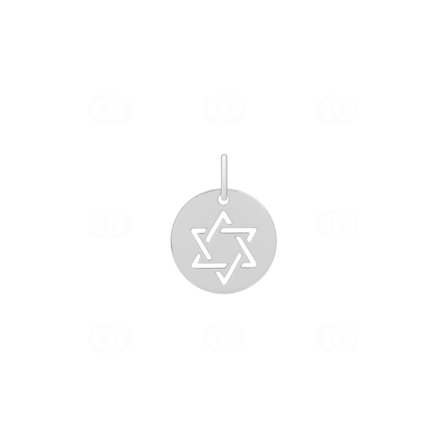 Pendentif Argent 925 rhodié Ø 16mm, Étoile de David Pendentif Argent 925 rhodié Ø 16mm, Étoile de David - 336285