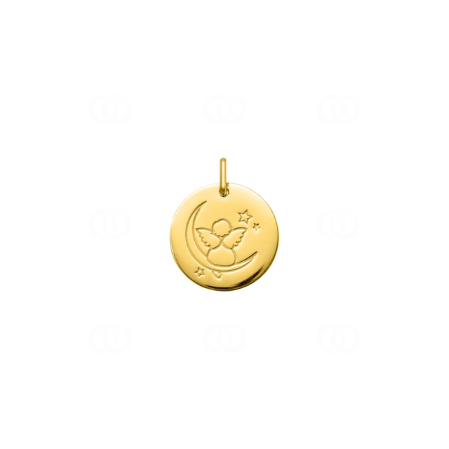 Pendant round 375/9 K Yellow Gold Guardian Angel Ø 16mm - 9KAY3145