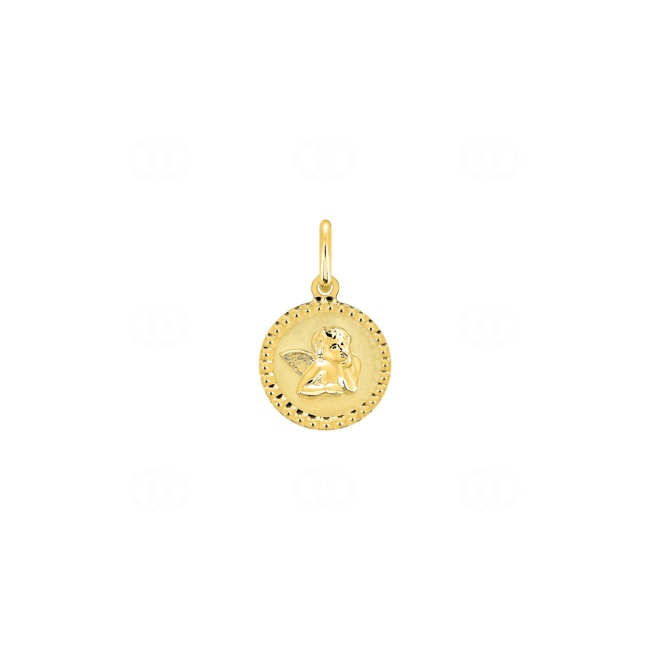 Anhänger rund 750/18 K Gelbgold Schutzengel Ø 12mm - 20893
