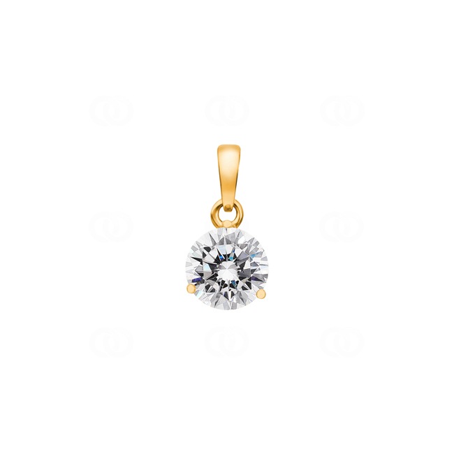 Solitaire Pendant 750/18 K Yellow Gold with Cubic Zirconia Ø 8mm - 8114Z