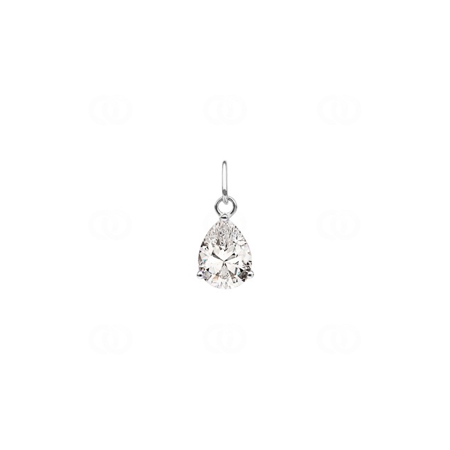 Solitaire Pendant 750/18 K White Gold with Cubic Zirconia 7mm - 8192.3GZ