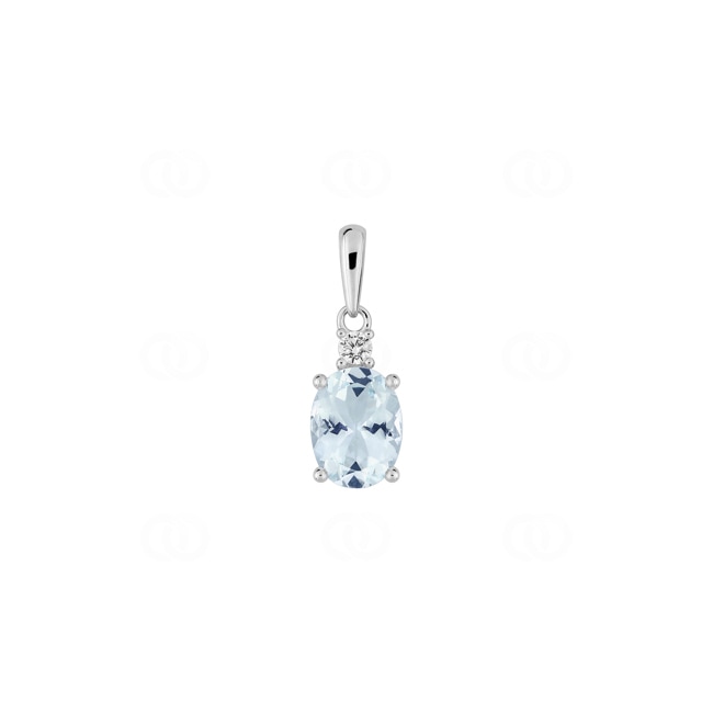 Aquamarine Pendant 750/18 K White Gold with Cubic Zirconia - 3.7571.M1