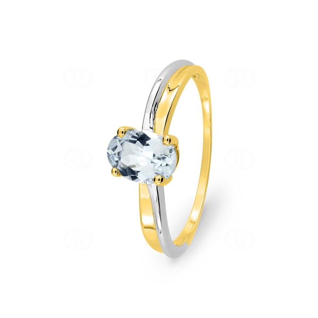 Bague aigue-marine or jaune 375/9 ct rhodié - 193021.M3