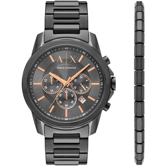 Armani Exchange Banks Chronograph Gunmetal Set - AX7170SET