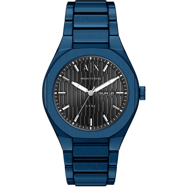 Armani Exchange Sync Day Date Steel 42mm Blau / Schwarz - AX4299