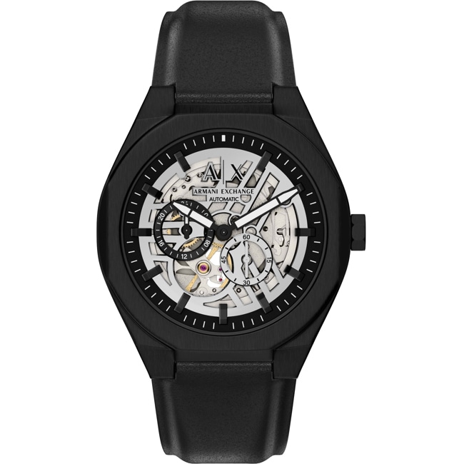 Armani Exchange Sync Leather Automatic 44mm Black - AX4297