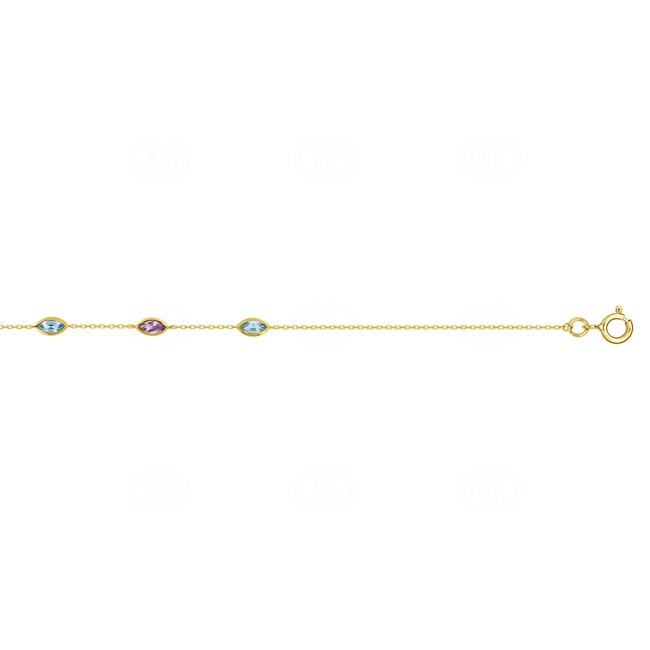 Armband 375/9 K Gelbgold mit Amethyst & Blautopasen - 497181.V0