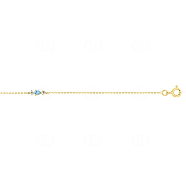 Bracelet or jaune 375/9 ct avec topaze bleue et zircones - 497321.T0