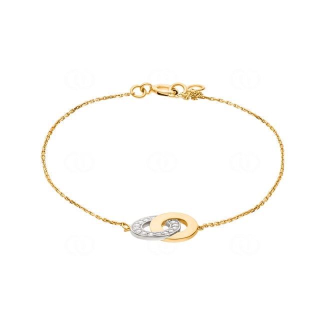 Bracelet 375/9 K Yellow Gold with Intertwined Circles & Cubic Zirconia - 493014.Z3-18