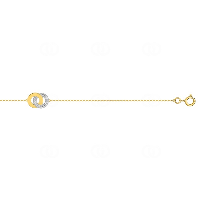 Bracelet 375/9 K Yellow Gold with Intertwined Circles & Cubic Zirconia - S12.65102