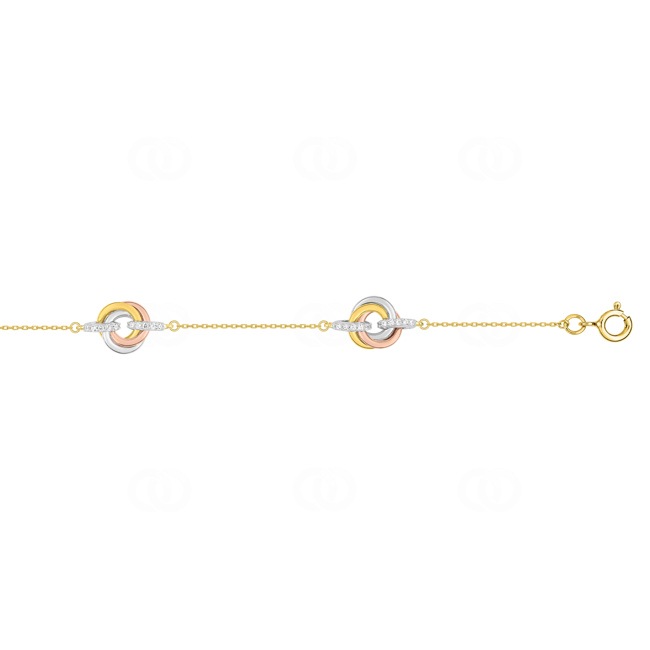 Bracelet or tricolore 375/9 ct avec zircones - 69SA668TZ