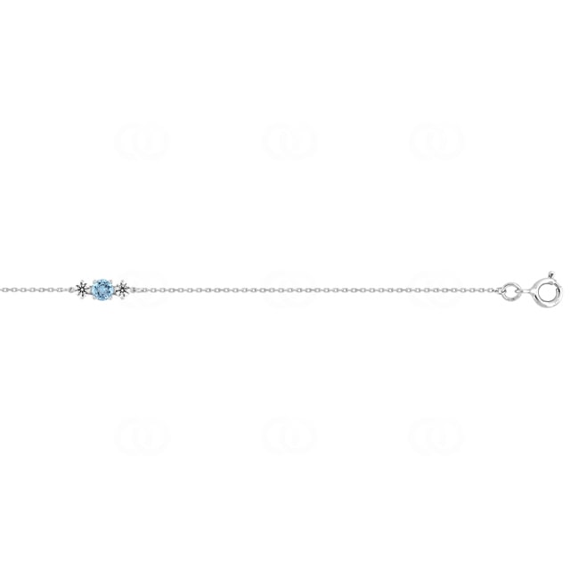 Bracelet or gris 375/9 ct avec topaze bleue & zircones - 497188.T1