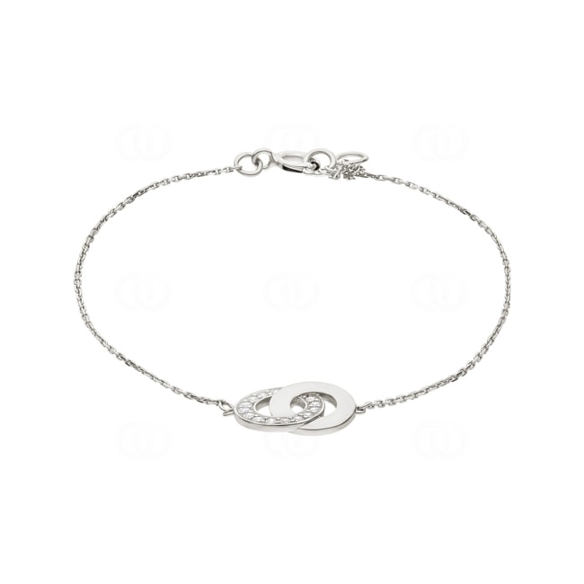 Bracelet 375/9 K White Gold with Intertwined Circles & Cubic Zirconia - 493014.Z1-18