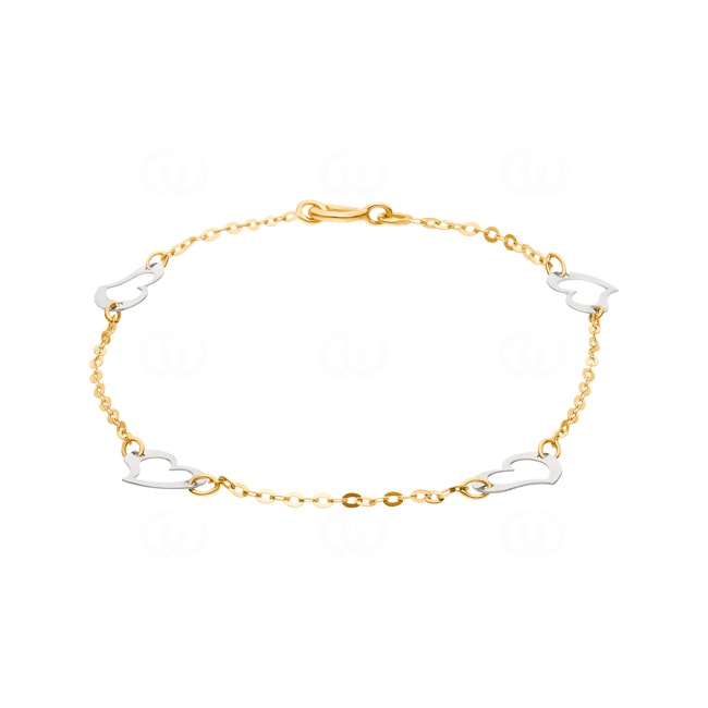 Bracelet 750/18 K Yellow and White Gold Hearts 18cm - 7675G-18